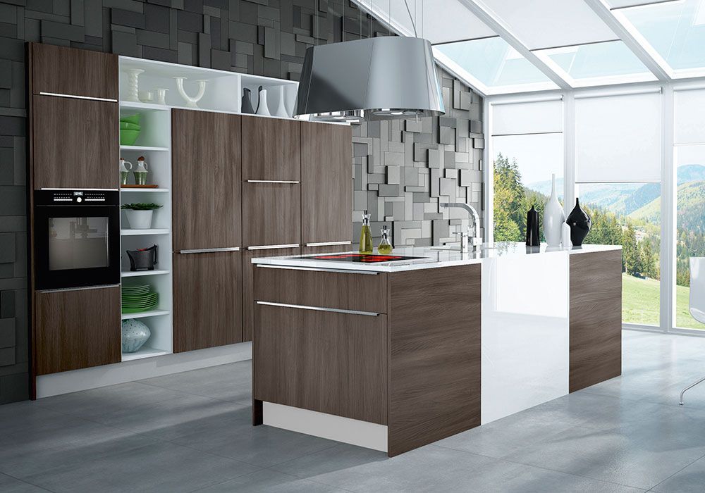 MUEBLE COCINA MADERA COMBINADA LACADO BLANCO BRILLO